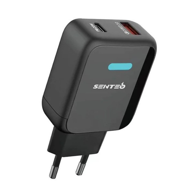 Адаптер живлення USB Senteo Z-03 PD QC3.0 20W (1USB / 1Type-C) (Чорний) Адаптер живлення USB Senteo Z-03 PD QC3.0 20W (1USB / 1Type-C) (Чорний)