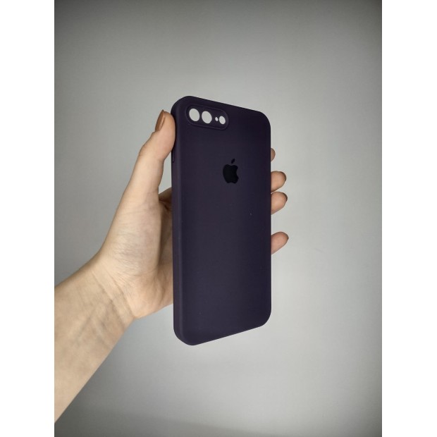 Силіконовий чохол Original Square RoundCam для Apple iPhone 7 Plus  /  8 Plus (72) Відтінок баклажан.