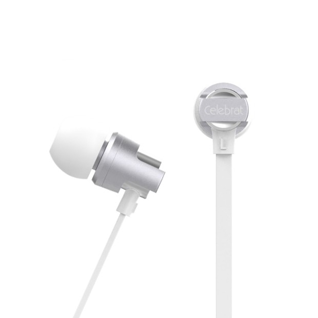 Провідні навушники-гарнітура вакуумні Celebrat C8 (Сріблястий)