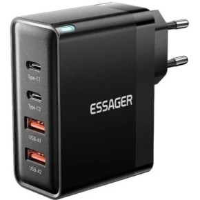 СЗУ-адаптер ESSAGER 100W Grace (2Type-C/2USB) (Black) (ECT2CA-QYB01-Z)