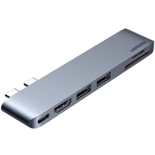Адаптер UGREEN CM380 (Type-C на HDMI  /  2USB 3.0  /  TF  /  SD  /  USB-C) (космічний сірий) (80856)