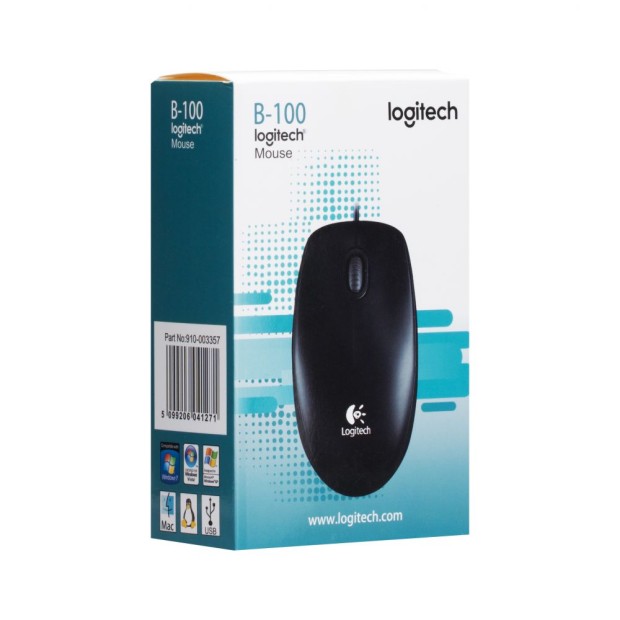 Мышь проводная Logitech B100 (Чёрный)