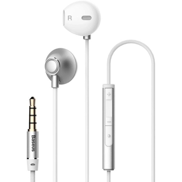 Проводные наушники-гарнитура вкладыши Baseus Enock H06 (Silver)