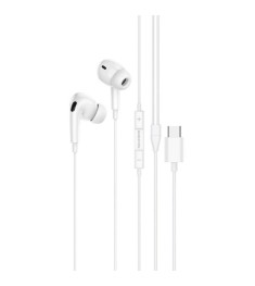 Drôtové slúchadlá s mikrofónom vákuové Borofone BM80 Pro Type-C (Biele)