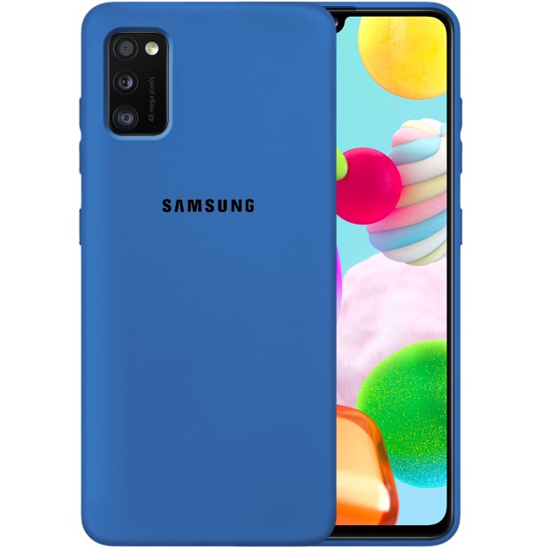 Силіконовий оригінальний чохол 360 з логотипом для Samsung Galaxy A41 (2020) (Кобальт)