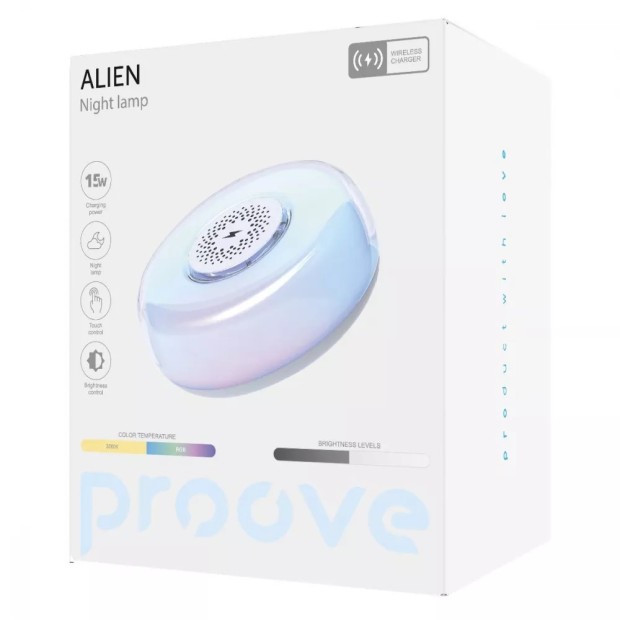 Безпровідний зарядний пристрій-нічник Proove Alien (білий)