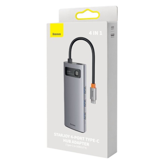 USB-концентратор Baseus Metal Gleam Series 4 в 1 (4USB3.0) (Сірий) WKWG070013