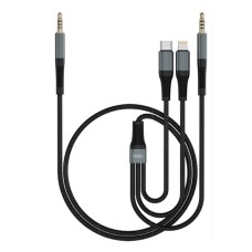 Кабель AUX XO NB178C 3 в 1 (3.5 - Type-C /  Lightning  /  3.5) (Black)