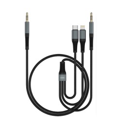 Кабель AUX XO NB178C 3 в 1 (3.5 - Type-C/ Lightning / 3.5) (Black)