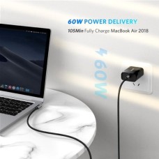 USB-кабель UGREEN US255 під кутом 60W (2м) (Type-C на Type-C) (Чорний / Сірий)