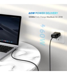 USB-кабель UGREEN US255 під кутом 60W (2м) (Type-C на Type-C) (Чорний / Сірий)
