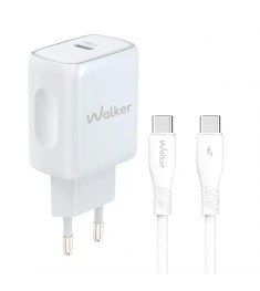 СЗУ-адаптер Walker WH-64 25W (1Type-C) + кабель Type-C - Type-C (Білий)