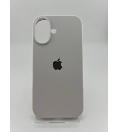 Оригінальний силіконовий круглий чохол для Apple iPhone 16 (41), білий, жорсткий..