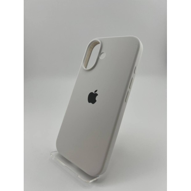 Оригінальний силіконовий круглий чохол для Apple iPhone 16 (41), білий, жорсткий.