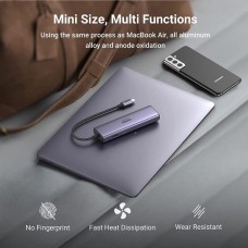 Переходник UGREEN CM512 (USB-C to 2USB 3.0 / HDMI / RJ45 / SD/TF / AUX3.5mm / PD) (Gray)
