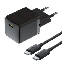ЗПА-адаптер Baseus Palm 20W PD (1Type-C) + кабель Type-C - Type-C (Чорний) (Зниж..