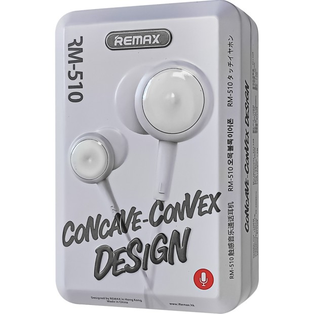 Проводные наушники-гарнитура вакуумные Remax RM-510 (Белый)