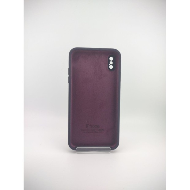 Оригінальний силіконовий чохол квадратної форми RoundCam для Apple iPhone XS Max (72) Баклажан.