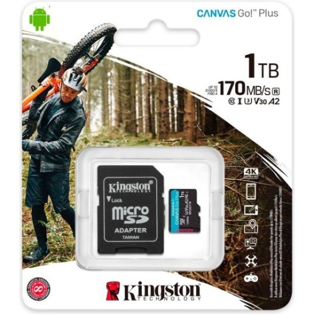Карта памяти Kingston Canvas Go! Plus MicroSDXC 1TB (UHSI/U3) (Class 10) (A2) + SD-адаптер (SDCG4)