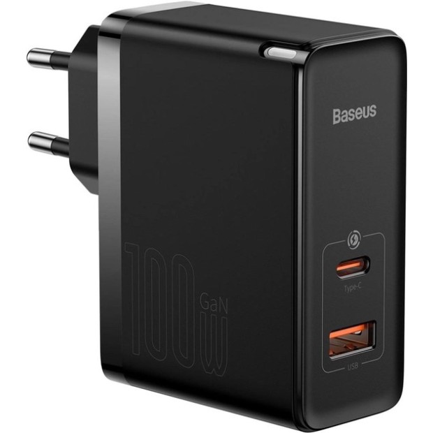 Білий адаптер Baseus GaN5 Pro 100W (Type-C  /  USB) + кабель Type-C - Type-C CCGP090202