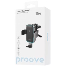 Автотримач з бездротовою зарядкою Proove Triple Clamp Pro 15W (Сірий)