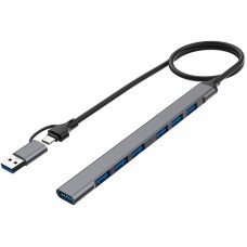 Переходник USB HUB XoKo AC-700m (Type-C/USB to 6USB2.0/1USB3.0) (Серый) XK-AC-700m-SL