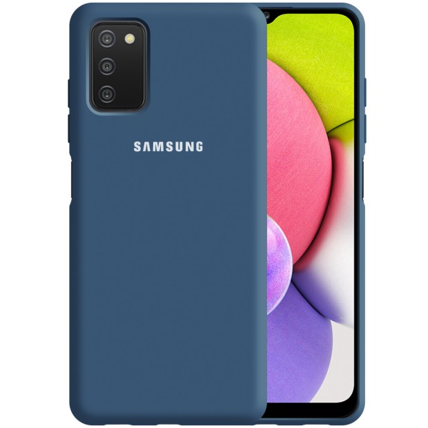 Кобальтовий силіконовий чохол Original 360 Case Logo для Samsung Galaxy A03S.