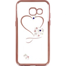 Силикон Kingxbar Diamond Samsung A3 (2017) A320 (Сердце, Розовый)