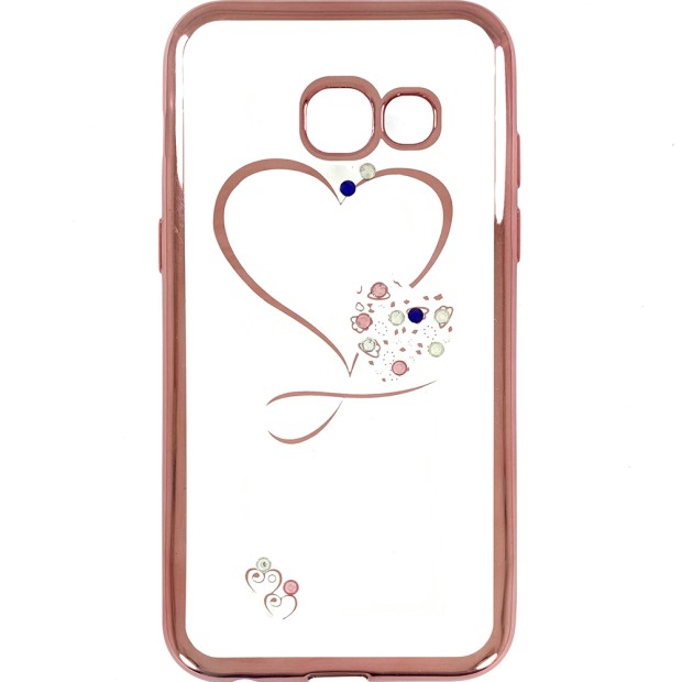 Силикон Kingxbar Diamond Samsung A3 (2017) A320 (Сердце, Розовый)