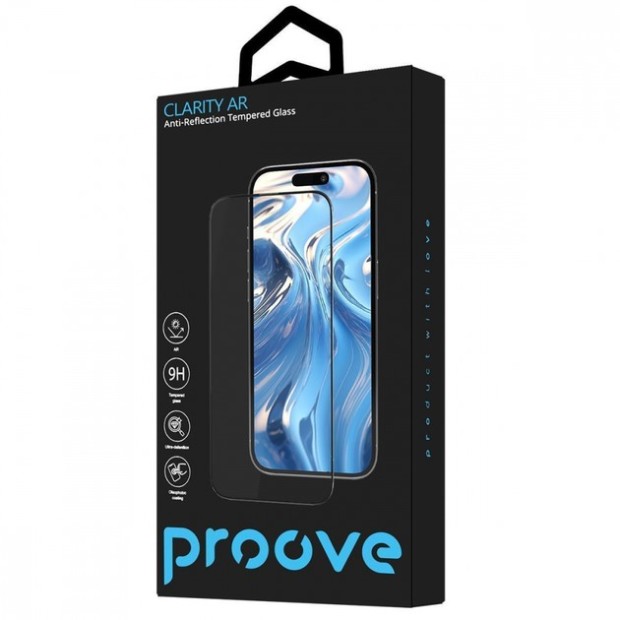 Захисне скло 5D Proove Clarity AR для Apple iPhone 14 Pro  /  15  /  16 Чорне.