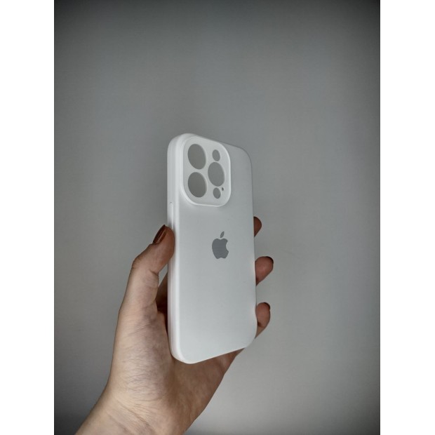 Оригінальний силіконовий чохол RoundCam для Apple iPhone 14 Pro (06) білого кольору.