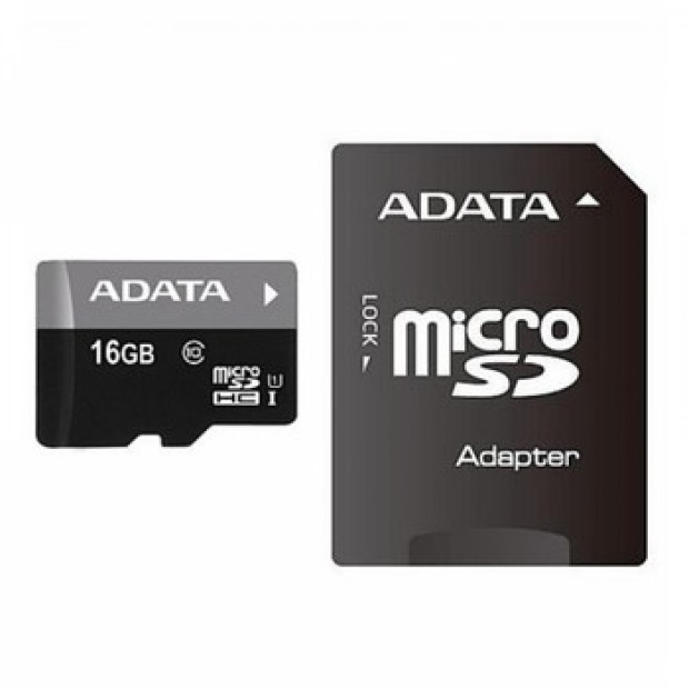 Карта пам'яті MicroSDHC A-DATA Premier 16Гб (UHS-1) (Клас 10) + SD-адаптер (Знижка) (Категорія 1)