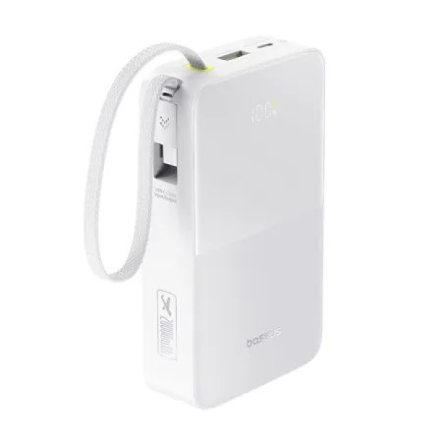 PowerBank Baseus EnerFill Bipow 2 Pro 22.5W 20000mAh + вбудований кабель Type-C (Білий)