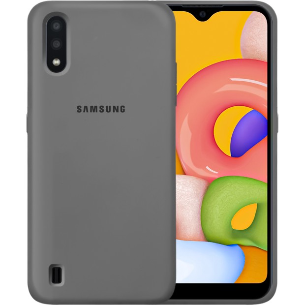 Силіконовий Original 360 Case Logo Samsung Galaxy A01 (2020) (Сірий)