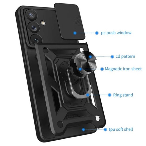 Бронь-чохол Ring Serge Armor Case Samsung Galaxy S24 FE (ShutCam) (Чорний)