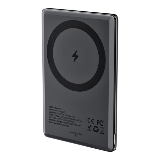 Бездротовий акумулятор Yoki Elegance 15W 5000 mAh (Чорний)