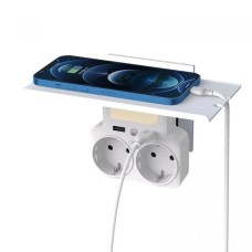 Сетевой переходник XO WL09 (2AC/2USB 2.4A) с ночником