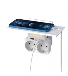 Мережевий перехідник XO WL09 (2AC / 2USB 2.4A) з нічником.