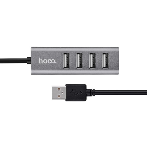Переходник USB HUB Hoco HB1 (4 порта) (Серый)
