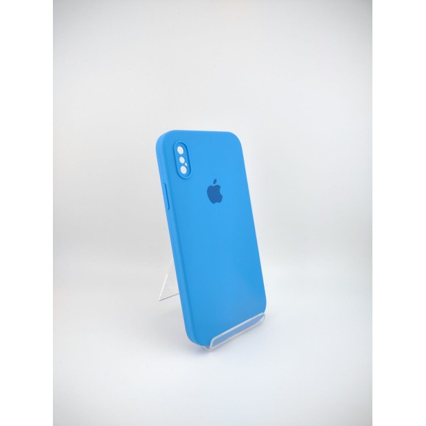 Силіконовий оригінальний чохол Square RoundCam для Apple iPhone X  /  XS (87) колір Bice Blue