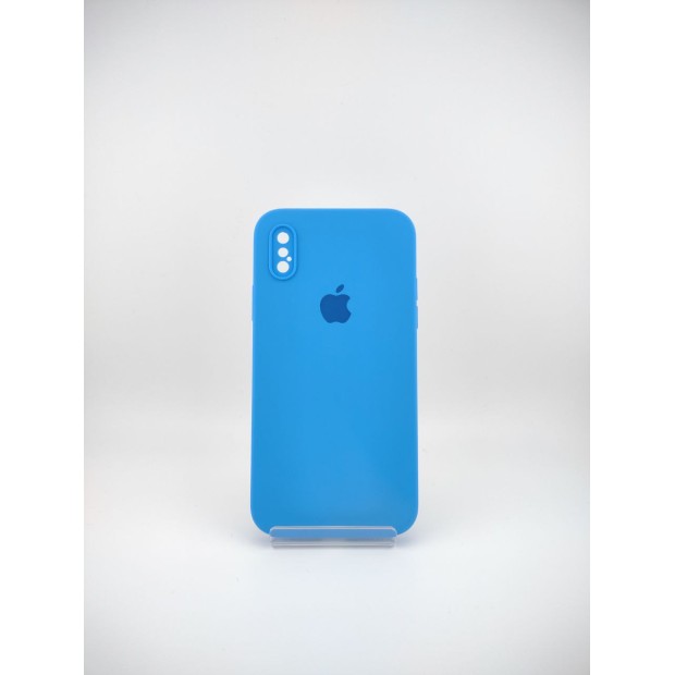 Силіконовий оригінальний чохол Square RoundCam для Apple iPhone X  /  XS (87) колір Bice Blue