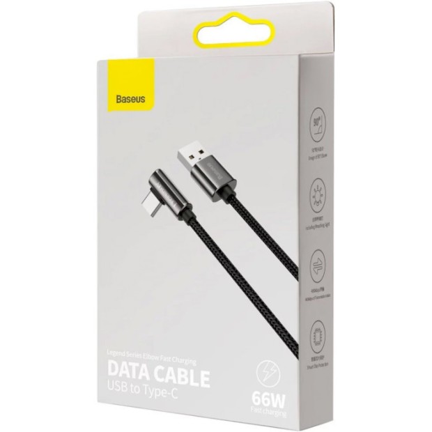 USB-кабель Baseus Legend Series Elbow PD 66W (1m) (Type-C) (Чорний) CATCS-B01