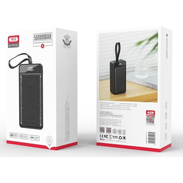 PowerBank XO PR158 50000mAh PD 20W + QC 22.5W (Black) U