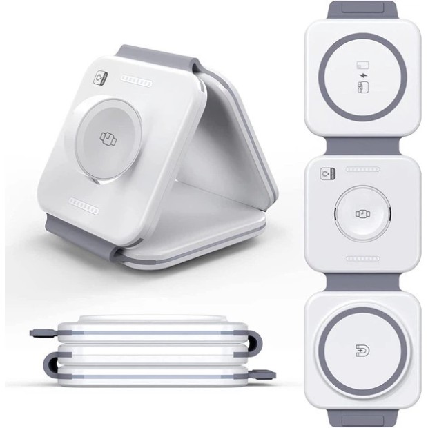 Бездротовий акумулятор Magsafe 3в1 iPhone / Apple Watch / Air Pods 20W 5000mAh (Космічний Сірий) Бездротовий акумулятор Magsafe 3в1 iPhone / Apple Watch / Air Pods 20W 5000mAh (Космічний Сірий)