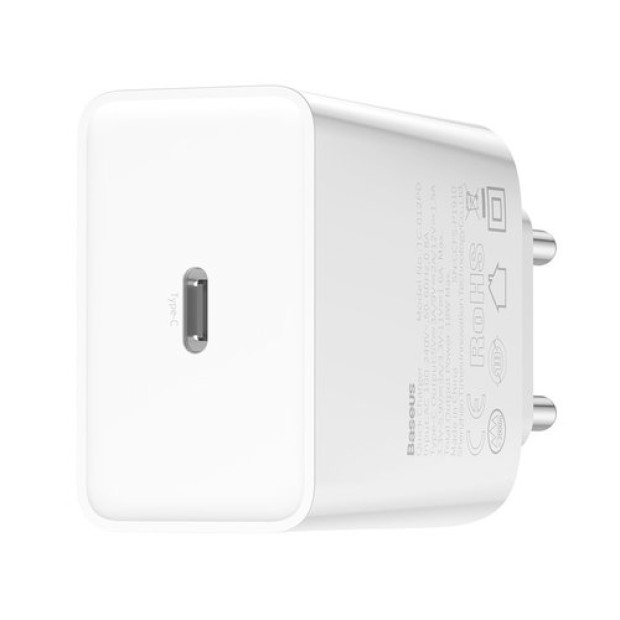 Білий зарядний пристрій Baseus Speed Mini Quick Charger 20W PD FU (1 Type-C) CCFS-SN02