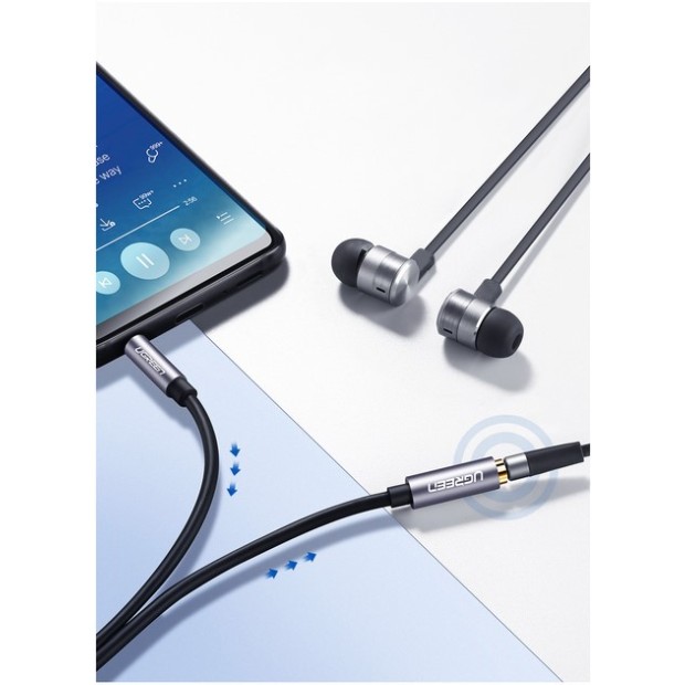 Кабель-удлинитель AUX UGREEN AV118 (3.5mm - 3.5mm) (2m) (Gray)