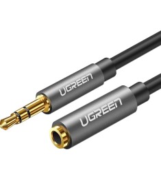 Кабель-подовжувач AUX UGREEN AV118 (3.5мм - 3.5мм) (2м) (Сірий) (10594)