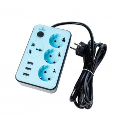 Мережевий подовжувач XoKo SP-3-3-1 (2м) (3USB  /  3 EU  /  1 універсальна) (Сіри..