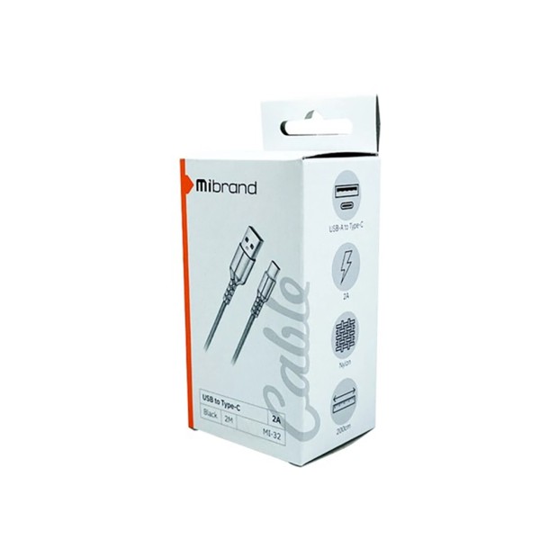 USB-кабель Mibrand Mi-32 Nylon (Type-C) (2m) (Чёрный)