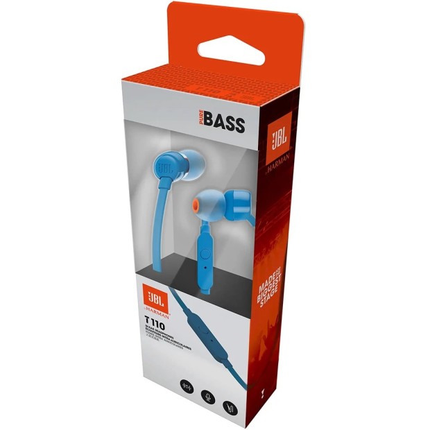 Провідні вакуумні навушники-гарнітура JBL Tune 110 (сині) JBLT110BLU K Провідні вакуумні навушники-гарнітура JBL Tune 110 (сині) JBLT110BLU K